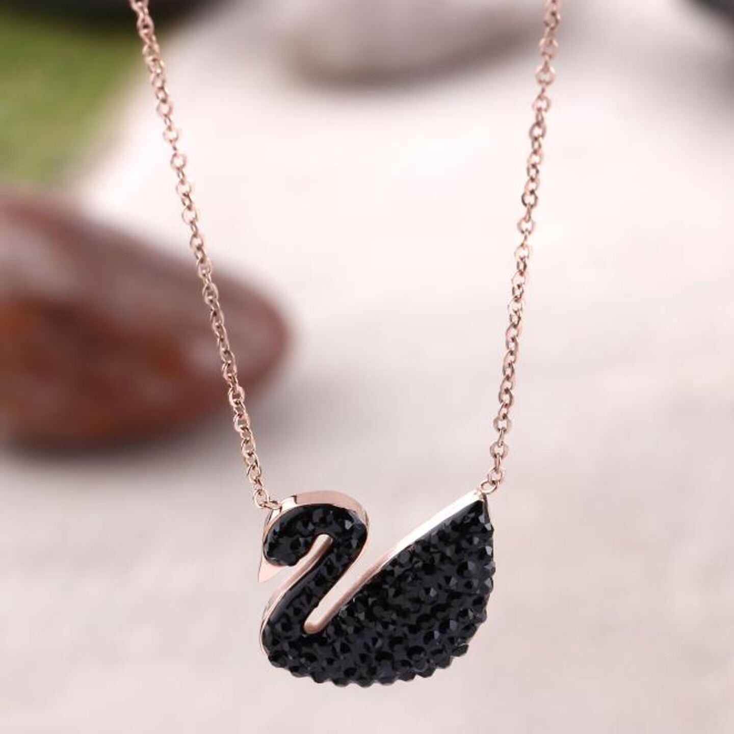 Dazzling Black Swan Necklace