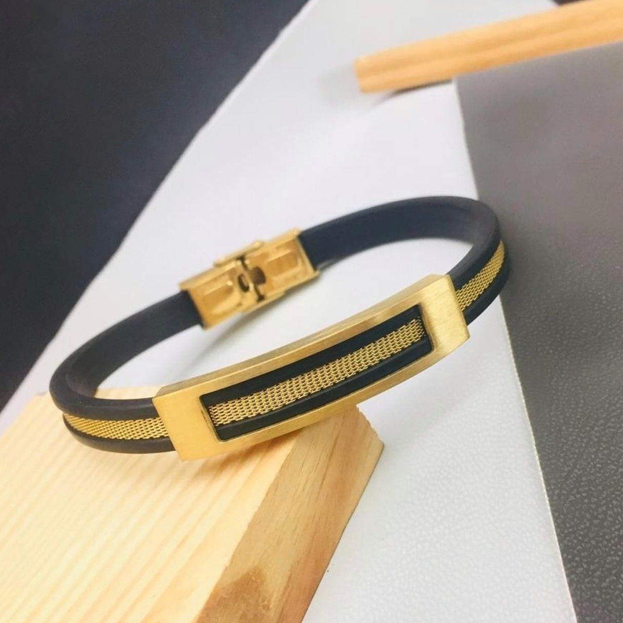Belt Style Gold Black Bracelet