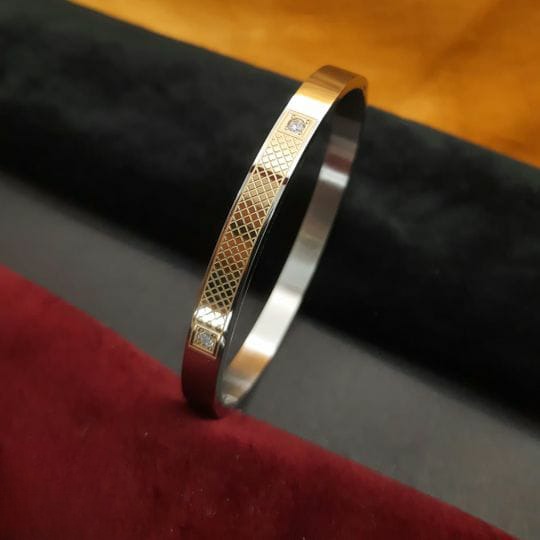 Snake Edition Silver Gold Diamond Bracelet